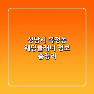 성남시 복정동 웨딩플래너 정보 총정리