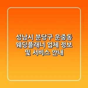 성남시 분당구 운중동 웨딩플래너 업체 정보 및 서비스 안내