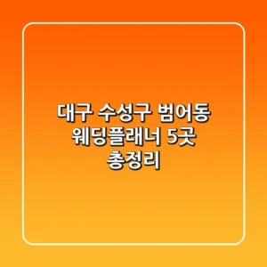 대구 수성구 범어동 웨딩플래너 5곳 총정리