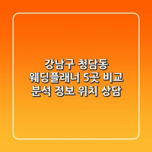 강남구 청담동 웨딩플래너 5곳 비교 분석 - 정보, 위치, 상담