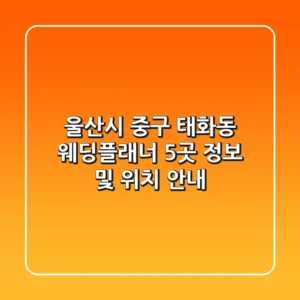 울산시 중구 태화동 웨딩플래너 5곳 정보 및 위치 안내