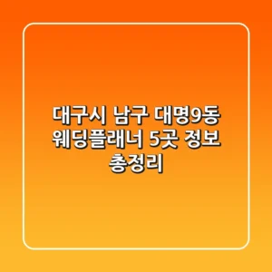 대구시 남구 대명9동 웨딩플래너 5곳 정보 총정리