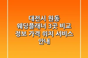 대전시 원동 웨딩플래너 3곳 비교 정보 – 가격, 위치, 서비스 안내