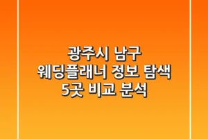 광주시 남구 웨딩플래너 정보 탐색: 5곳 비교 분석