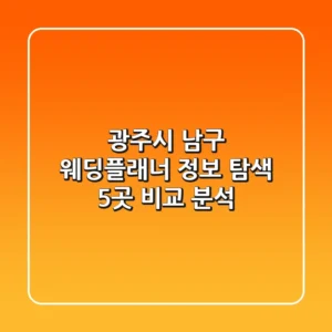 광주시 남구 웨딩플래너 정보 탐색: 5곳 비교 분석