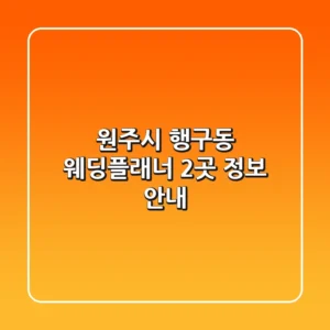 원주시 행구동 웨딩플래너 2곳 정보 안내