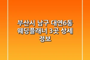 부산시 남구 대연6동 웨딩플래너 3곳 상세 정보