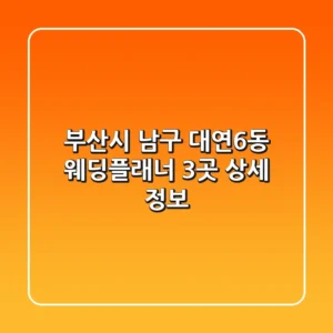 부산시 남구 대연6동 웨딩플래너 3곳 상세 정보