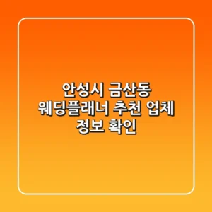 안성시 금산동 웨딩플래너 추천 - 업체 정보 확인