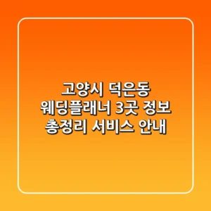 고양시 덕은동 웨딩플래너 3곳 정보 총정리 - 서비스 안내