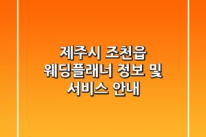 제주시 조천읍 웨딩플래너 정보 및 서비스 안내