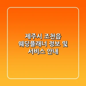 제주시 조천읍 웨딩플래너 정보 및 서비스 안내
