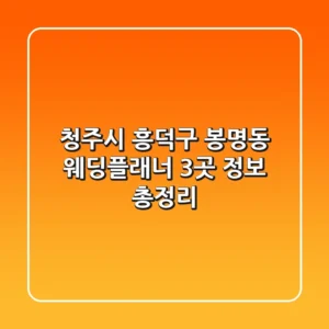 청주시 흥덕구 봉명동 웨딩플래너 3곳 정보 총정리