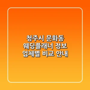 청주시 문화동 웨딩플래너 정보: 업체별 비교 안내