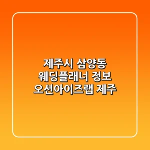 제주시 삼양동 웨딩플래너 정보 - 오션아이즈랩 제주