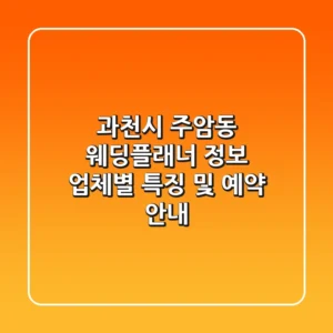과천시 주암동 웨딩플래너 정보 - 업체별 특징 및 예약 안내