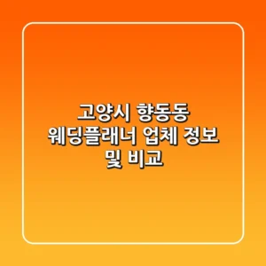 고양시 향동동 웨딩플래너 업체 정보 및 비교