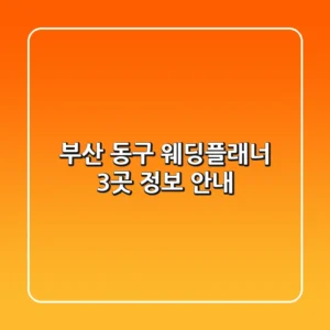 부산 동구 웨딩플래너 3곳 정보 안내