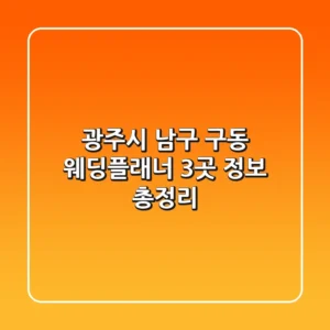 광주시 남구 구동 웨딩플래너 3곳 정보 총정리