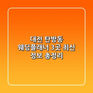 대전 탄방동 웨딩플래너 3곳 최신 정보 총정리