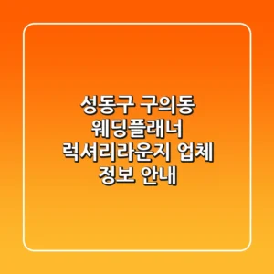 성동구 구의동 웨딩플래너: 럭셔리라운지 업체 정보 안내