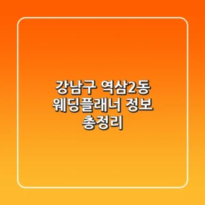 강남구 역삼2동 웨딩플래너 정보 총정리