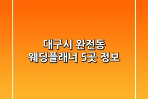 대구시 완전동 웨딩플래너 5곳 정보
