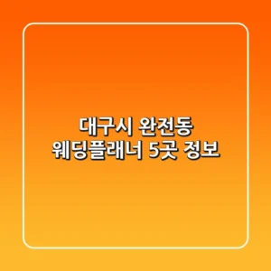 대구시 완전동 웨딩플래너 5곳 정보