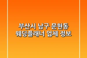 부산시 남구 문현동 웨딩플래너 업체 정보