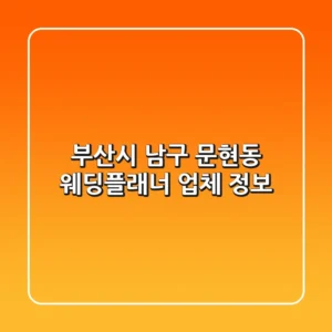 부산시 남구 문현동 웨딩플래너 업체 정보