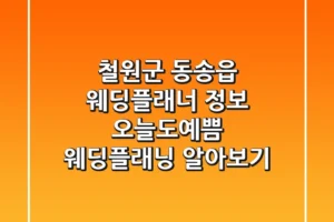 철원군 동송읍 웨딩플래너 정보: 오늘도예쁨 웨딩플래닝 알아보기