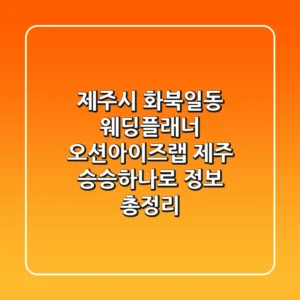 제주시 화북일동 웨딩플래너: 오션아이즈랩 제주, 승승하나로 정보 총정리