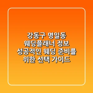강동구 명일동 웨딩플래너 정보 - 성공적인 웨딩 준비를 위한 선택 가이드