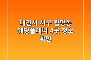 대전시 서구 월평동 웨딩플래너 4곳 정보 확인