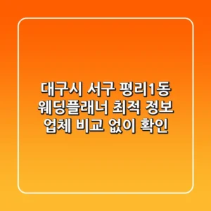 대구시 서구 평리1동 웨딩플래너 최적 정보 - 업체 비교 없이 확인