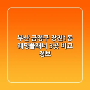 부산 금정구 장전1동 웨딩플래너 3곳 비교 정보