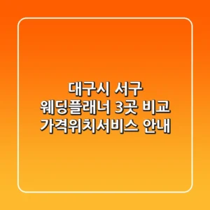 대구시 서구 웨딩플래너 3곳 비교 - 가격/위치/서비스 안내
