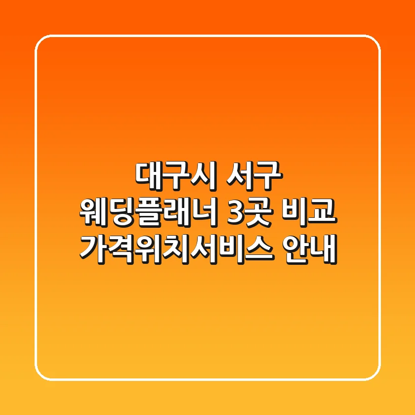 대구시 서구 웨딩플래너 3곳 비교 - 가격/위치/서비스 안내