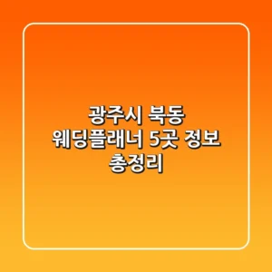 광주시 북동 웨딩플래너 5곳 정보 총정리