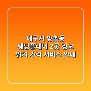 대구시 방촌동 웨딩플래너 2곳 정보 - 위치, 가격, 서비스 안내