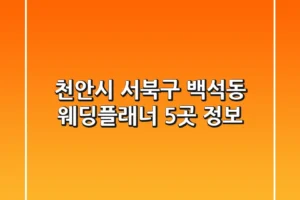 천안시 서북구 백석동 웨딩플래너 5곳 정보