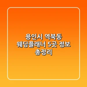 용인시 역북동 웨딩플래너 5곳 정보 총정리
