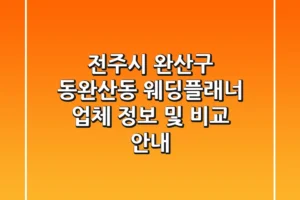전주시 완산구 동완산동 웨딩플래너 업체 정보 및 비교 안내