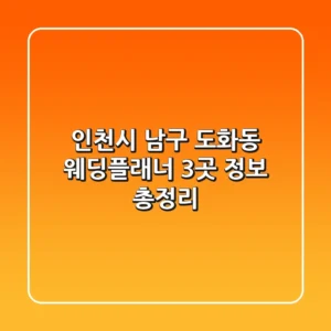 인천시 남구 도화동 웨딩플래너 3곳 정보 총정리