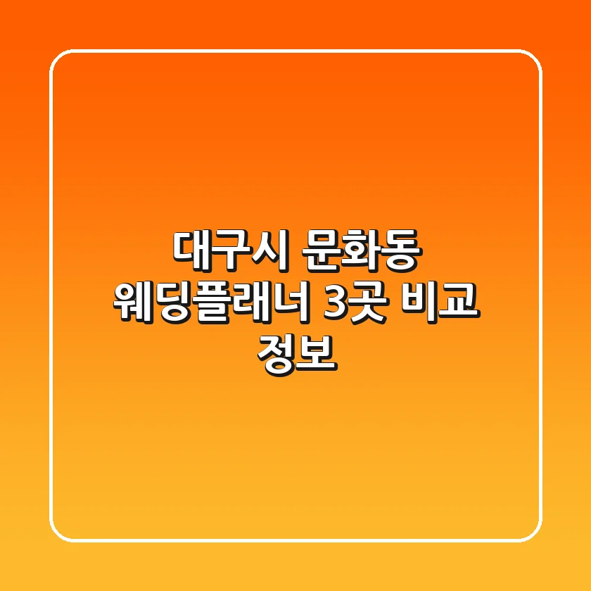 대구시 문화동 웨딩플래너 3곳 비교 정보