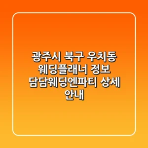 광주시 북구 우치동 웨딩플래너 정보 - 담담웨딩엔파티 상세 안내