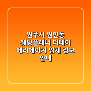 원주시 원인동 웨딩플래너: 더데이 & 메리에이치 업체 정보 안내