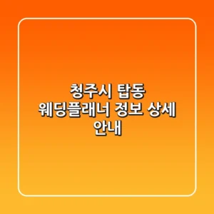 청주시 탑동 웨딩플래너 정보 상세 안내