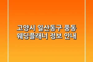 고양시 일산동구 풍동 웨딩플래너 정보 안내