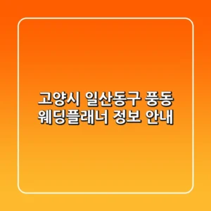 고양시 일산동구 풍동 웨딩플래너 정보 안내